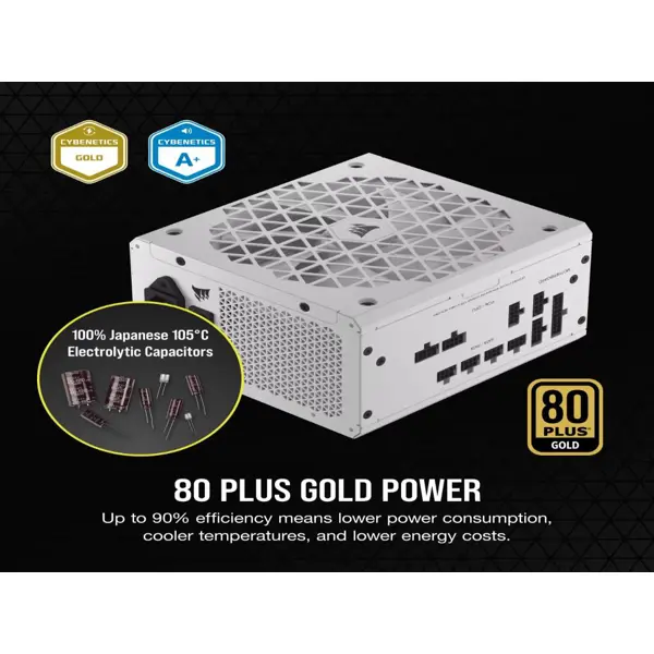 Napajanje Corsair RM1200x Shift, 1200W, 80+ Gold, modularno, ATX, bijelo - Slika 1