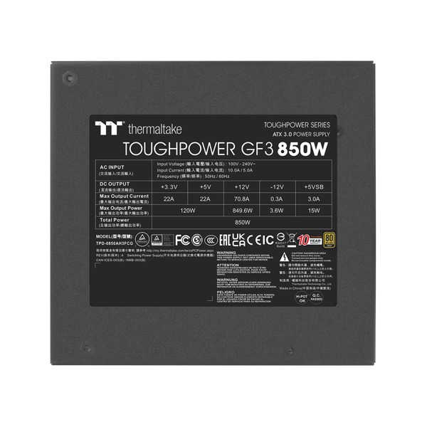 Napajanje Thermaltake Toughpower GF3, 850W, 80+ Gold, modularno, ATX - Slika 4