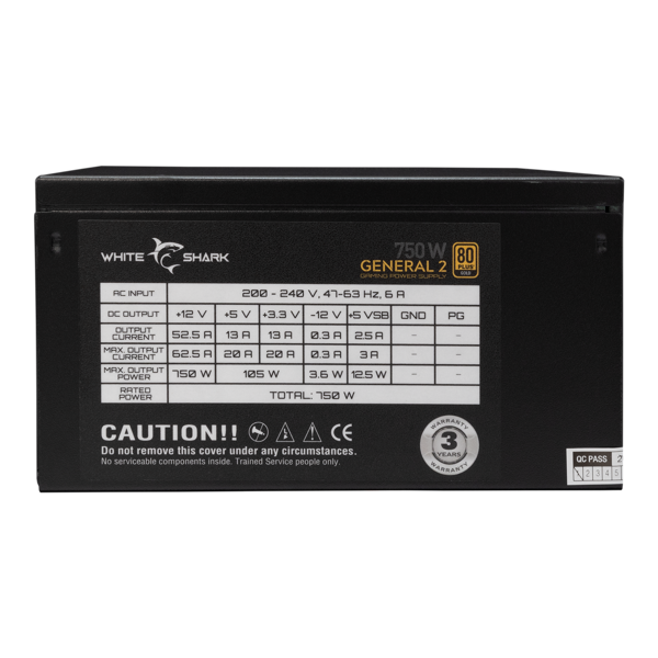 Napajanje White Shark GPSU-750W General-2, 750W, 80+ Gold, modularno, ATX, crno - Slika 3