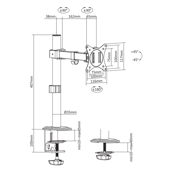 Nosač za monitor SBOX LCD-351/1-2 - Slika 7
