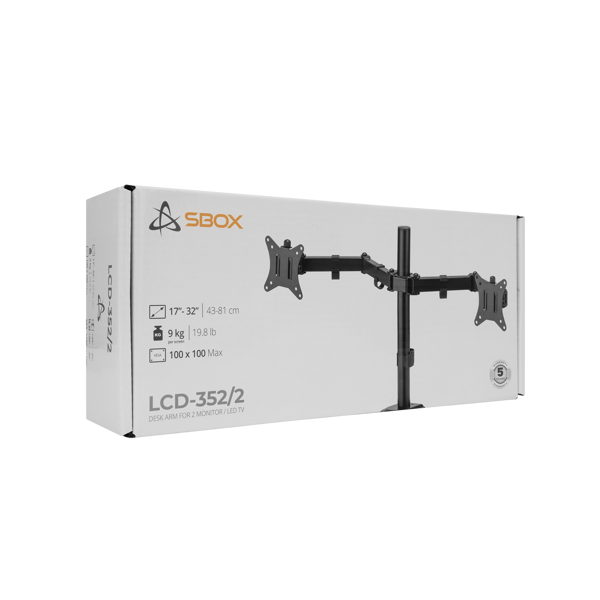 Nosač za monitor SBOX LCD-352/2-2, za 2 monitora - Slika 10