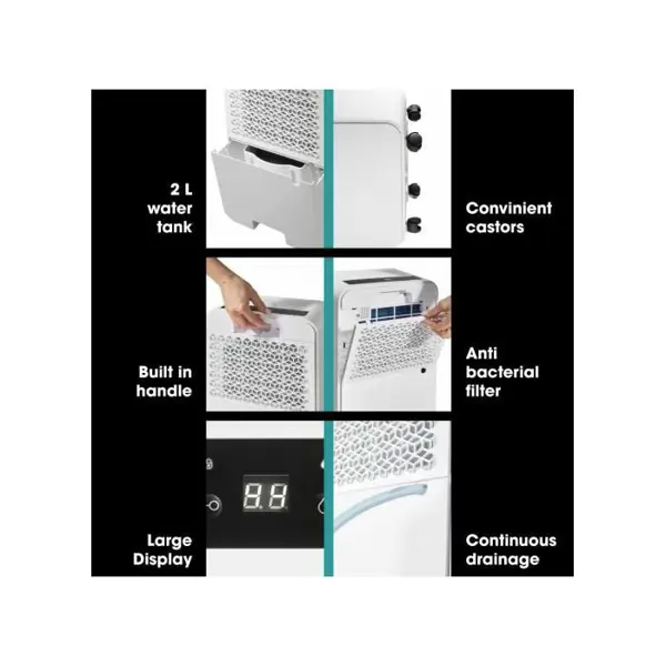 Odvlaživač zraka Hisense D16CW, 280mm, 500mm, 200mm, mobilni, klasični, spremnik i odvod, turbo rad, pametno odvlaživanje, automatsko isključivanje, automatsko odmrzavanje, 2 god - Slika 4