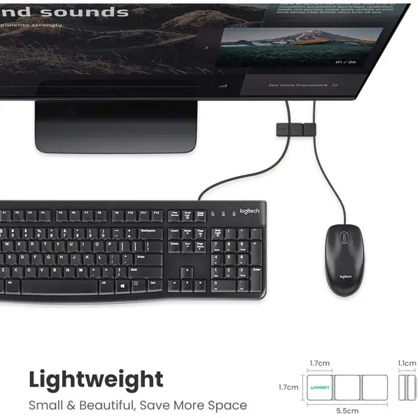 Organizator kablova Ugreen 3+1, crni - Slika 4