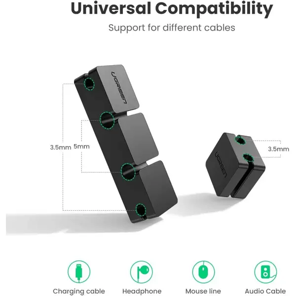 Organizator kablova Ugreen 3+1, crni - Slika 2