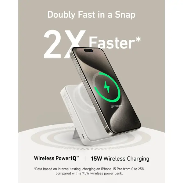 Power Bank Anker MagGo 633, 10000mAh, 27W, 15W bežično magnetsko punjenje, USB-C, bijeli - Slika 6