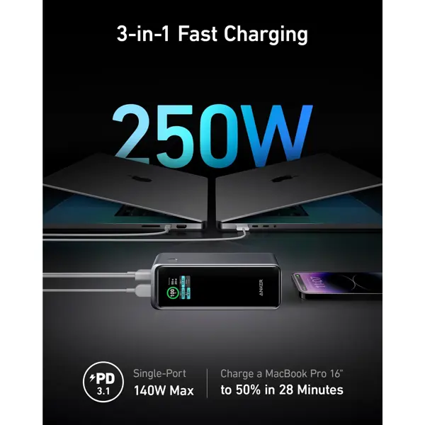 Power Bank Anker Prime, 27650mAh, 140W, USB-A, 2xUSB-C, crni - Slika 2