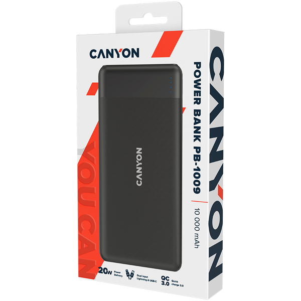 Power Bank Canyon PB-109, 10000mAh, 18W, Lightning, 2xUSB-C, crni - Slika 4