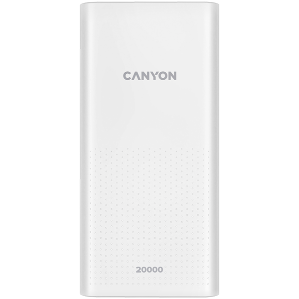 Power Bank Canyon PB-2001, 20000mAh, 10.5W, Micro USB, 2xUSB-A, USB-C, bijeli - Slika 1