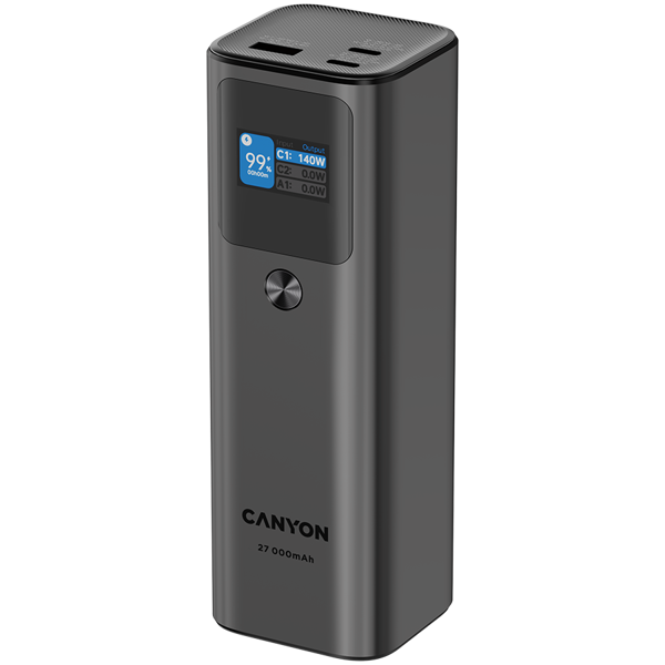 Power Bank Canyon PB-2010, 27000mAh, 140W, USB-A, 2xUSB-C, sivi - Slika 2