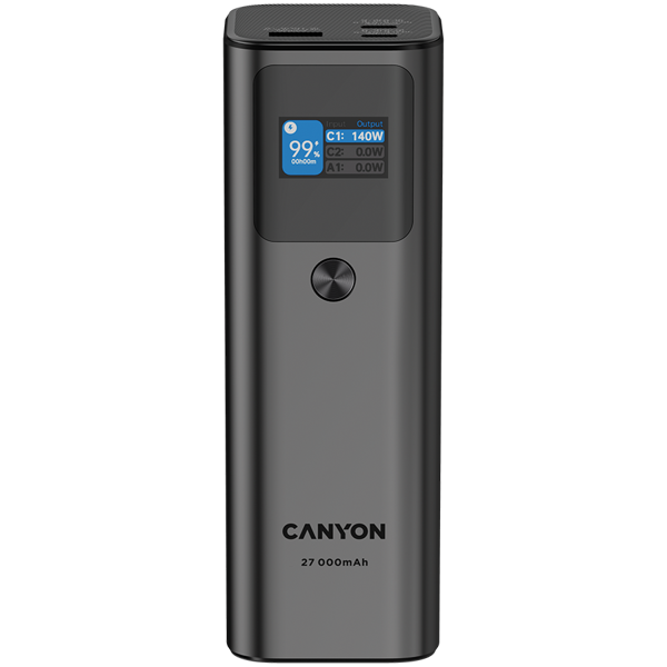 Power Bank Canyon PB-2010, 27000mAh, 140W, USB-A, 2xUSB-C, sivi - Slika 1