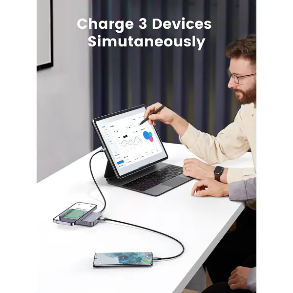 Power Bank Ugreen, 10000mAh, 20W, 15W bežično magnetsko punjenje, USB-A, USB-C, crni - Slika 9