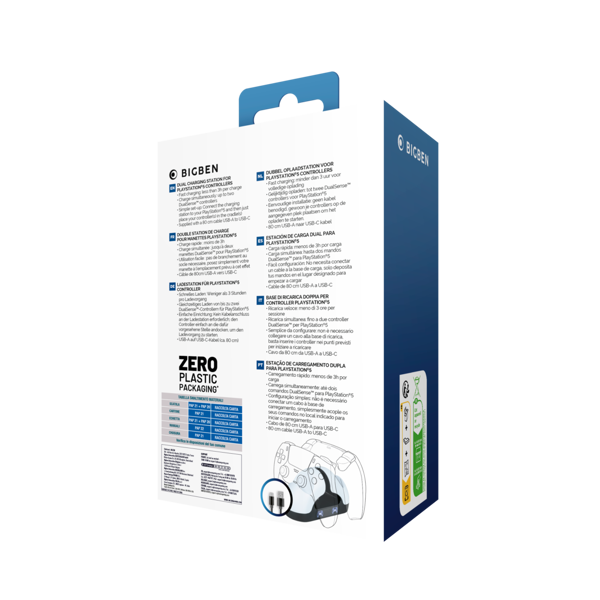Punjač Bigben Dualsense Charger, PS5, USB-C, za 2 kontrolera, uključen USB-A to USB-C kabel, 80 cm - Slika 3
