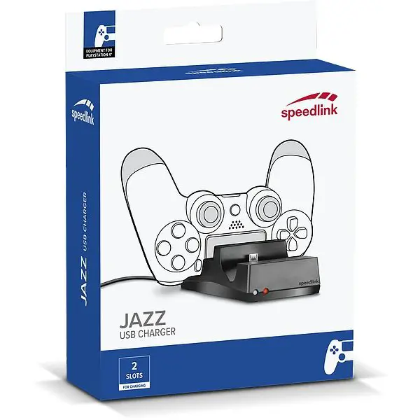Punjač za kontrolere Speedlink Jazz Twin Charger, PS4, istovremeno punjenje za 2 DUALSHOCK®4 kontrolera, kompaktan dizajn, USB, LED indikator - Slika 1