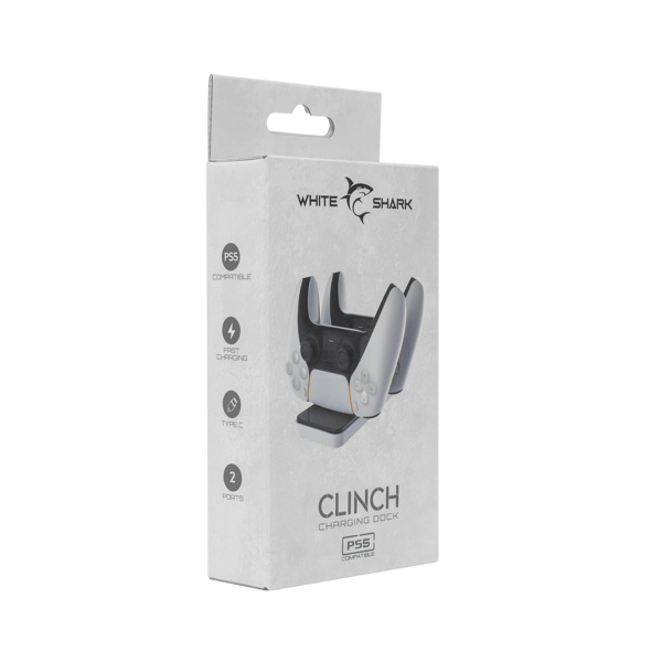 Punjač White Shark PS5-504 Clinch, za 2 kontrolera, Type C, crno-bijeli, 0.8m, plastika - Slika 5