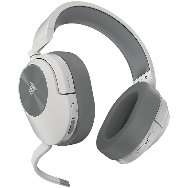 Slušalice Corsair HS55 Wireless, bežične, bluetooth, gaming, 7.1, mikrofon, over-ear, PC, PS4, PS5, bijele - Slika 8