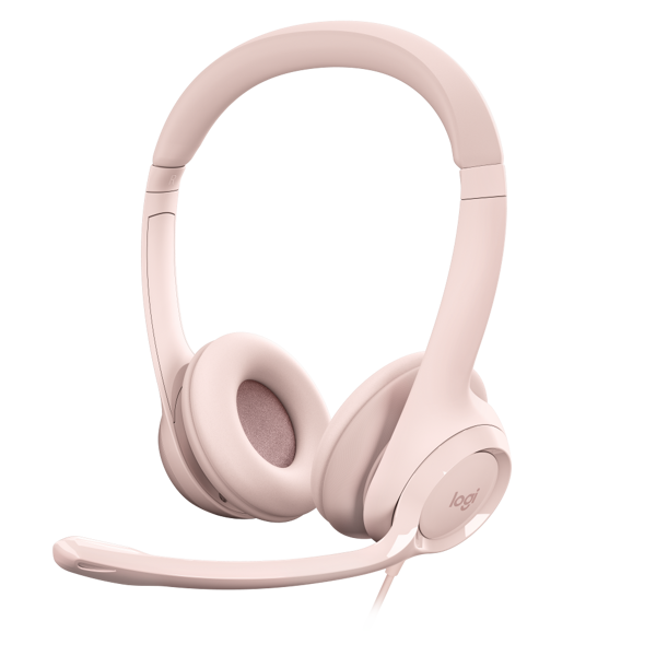 Slušalice Logitech H390, žičane, USB, mikrofon, on-ear, roze - Slika 1