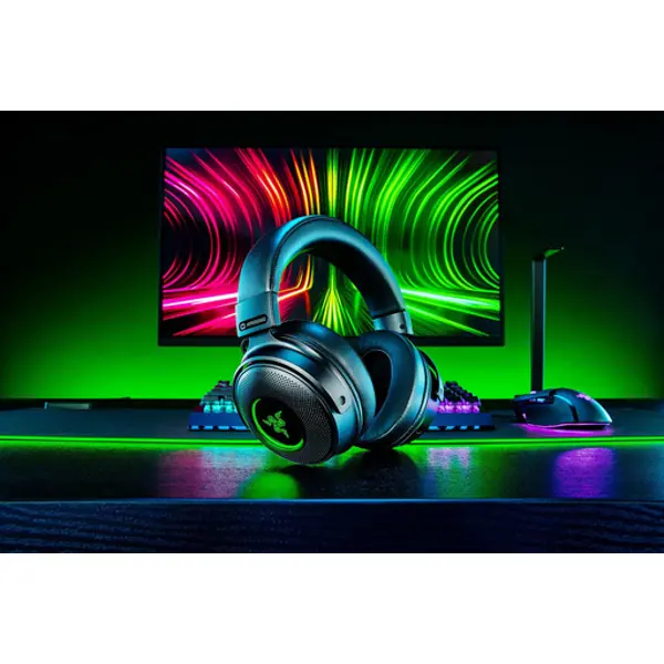 Slušalice Razer Kraken V3 Pro, bežične, gaming, mikrofon, over-ear, RGB, PC, PS4, Xbox, Switch, crne, RZ04-03460100-R3M1 - Slika 1