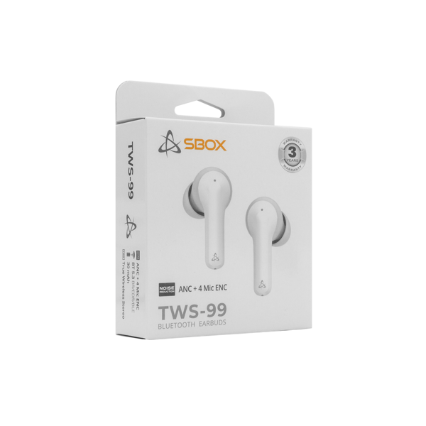 Slušalice SBOX EB-TWS99, bežične, bluetooth, eliminacija buke, mikrofon, in-ear, bijele - Slika 5