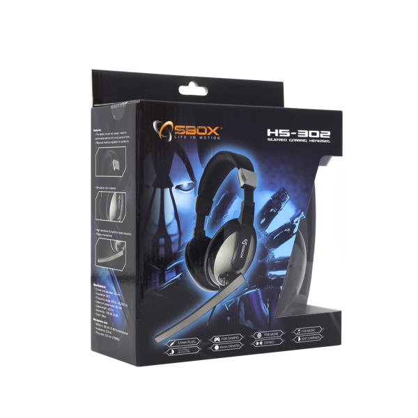 Slušalice SBOX HS-302, žičane, mikrofon, over-ear, crno-srebrne - Slika 5
