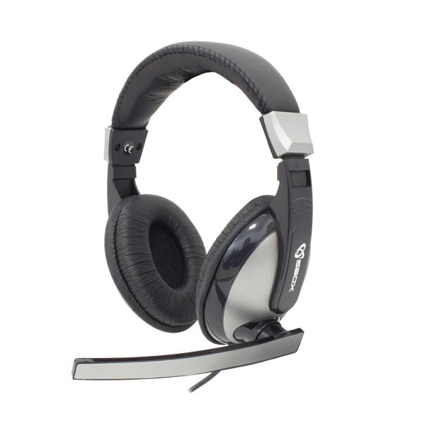 Slušalice SBOX HS-302, žičane, mikrofon, over-ear, crno-srebrne - Slika 1