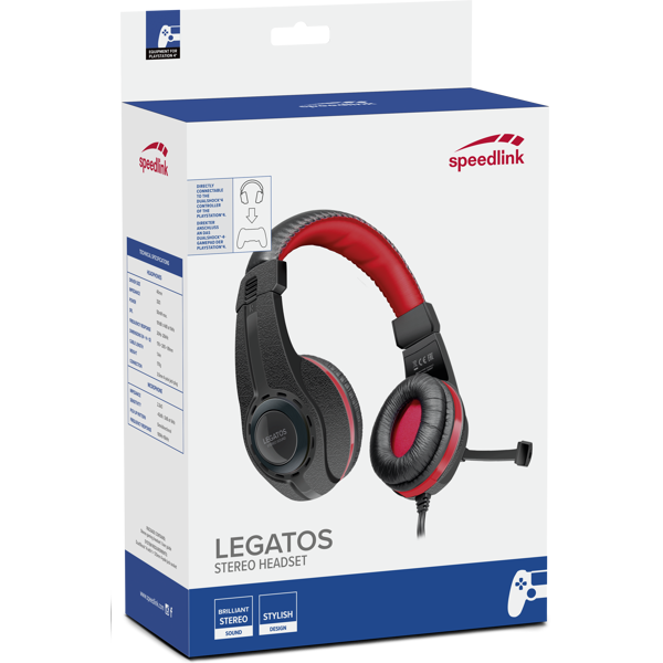 Slušalice Speedlink Legatos, žičane, gaming, mikrofon, on-ear, PC, PS4, PS5, Xbox, Switch, crne - Slika 2