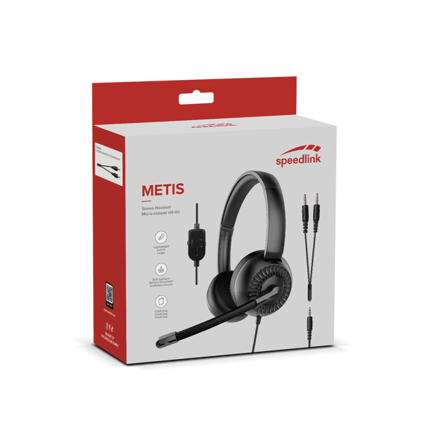 Slušalice Speedlink Metis, žičane, mikrofon, on-ear, PC, crne - Slika 1