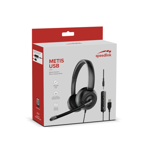 Slušalice Speedlink Metis, žičane, mikrofon, on-ear, PC, crne - Slika 1