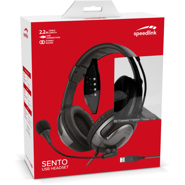 Slušalice Speedlink Sento, žičane, mikrofon, on-ear, PC, crne - Slika 1