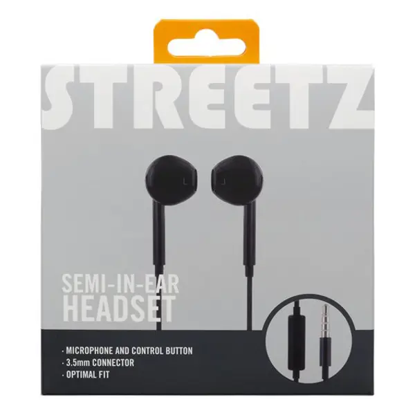 Slušalice Streetz HL-W106, žičane, mikrofon, in-ear, crne - Slika 1