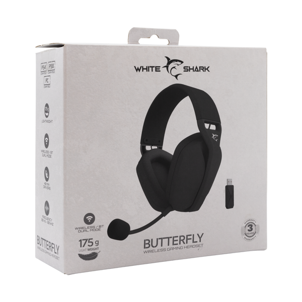 Slušalice White Shark Butterfly WGH-2442, bežične, gaming, mikrofon, over-ear, PC, PS4, PS5, Xbox, crne - Slika 8
