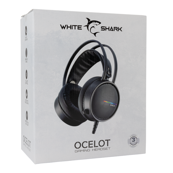 Slušalice White Shark GH-2042 Ocelot, žičane, gaming, mikrofon, over-ear, LED, PC, PS4, Xbox, crne - Slika 7