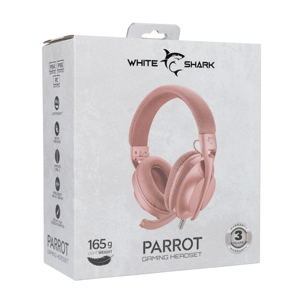 Slušalice White Shark Parrot WGH-2440, žičane, gaming, mikrofon, over-ear, PC, PS4, PS5, XBOX, roze - Slika 10
