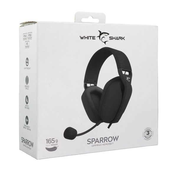 Slušalice White Shark Sparrow GH-2443, žičane, gaming, mikrofon, over-ear, PC, PS4, PS5, Xbox, crne - Slika 9
