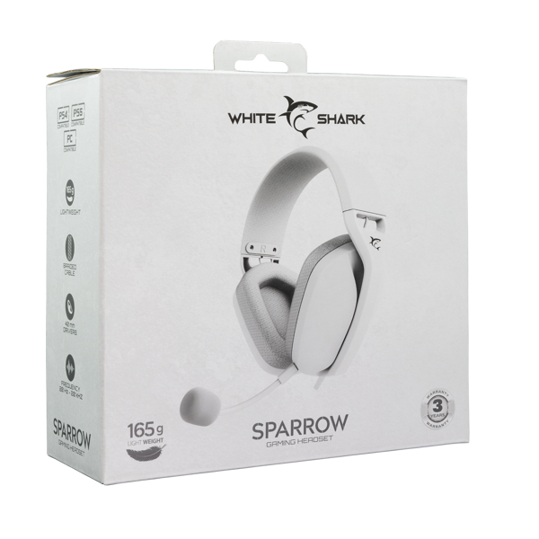 Slušalice White Shark Sparrow GH-2443, žičane, gaming, mikrofon, over-ear, PC, PS4, PS5, Xbox, bijele - Slika 9