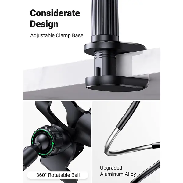 Stalak za mobitel Ugreen phone holder, stolni, 90cm, crni - Slika 2