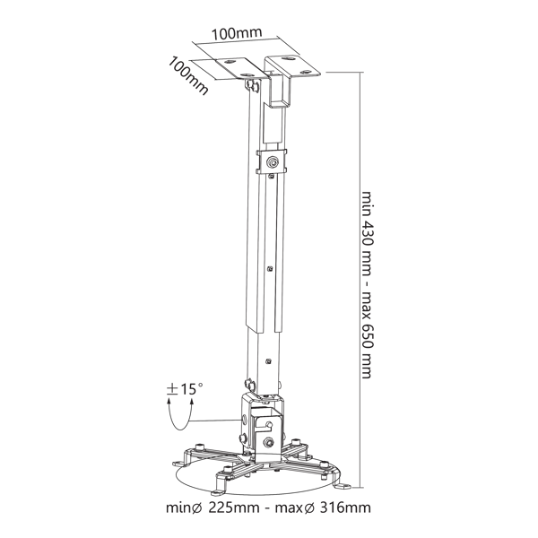 Stropni nosač za projektor SBOX PM-18M - Slika 11