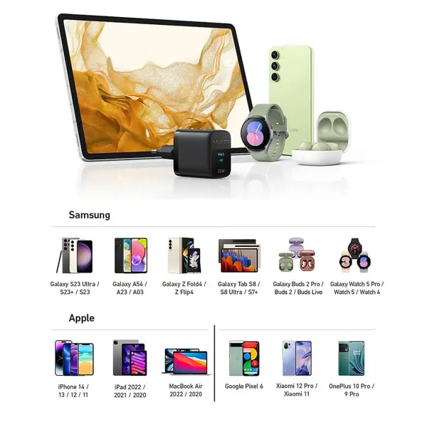 Strujni punjač Anker 312 (Ace 2), 25W Super Fast Charging 2.0, USB-C, crni - Slika 3