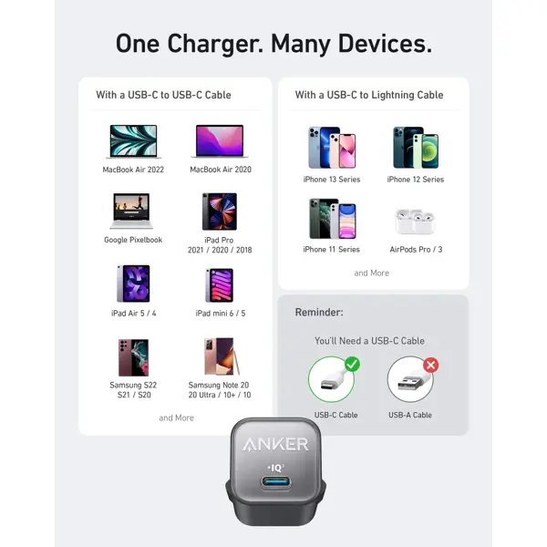 Strujni punjač Anker 511 Nano III, 30W, USB-C, bijeli - Slika 4