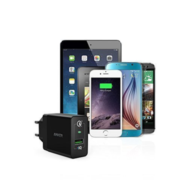 Strujni punjač Anker PowerPort+ 1, Quick Charge 3.0 18W, USB-A, crni - Slika 3