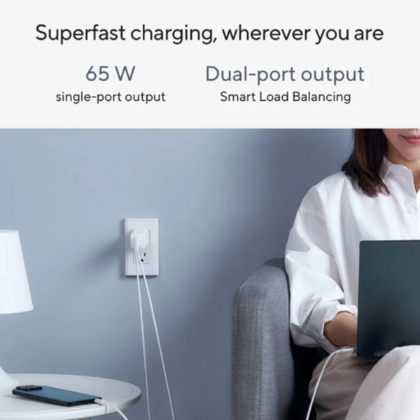Strujni punjač Asus, 65W Fast Charging, 2xUSB-C, USB-C na USB-C kabel, bijeli - Slika 9