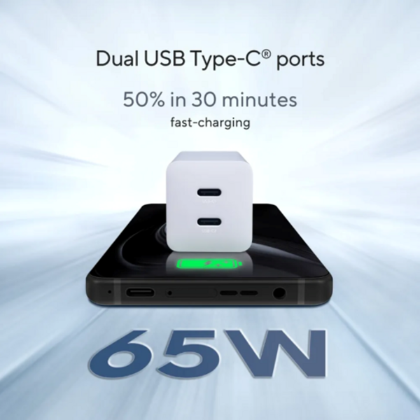 Strujni punjač Asus, 65W Fast Charging, 2xUSB-C, USB-C na USB-C kabel, bijeli - Slika 2
