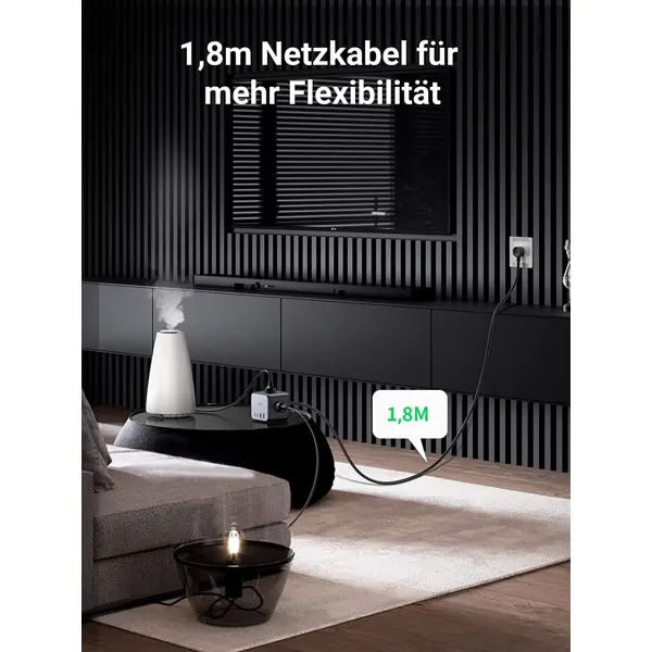 Strujni punjač Ugreen DigiNest Cube, 65W, 2xUSB-A, 2xUSB-C, 3xŠuko, sivi - Slika 8