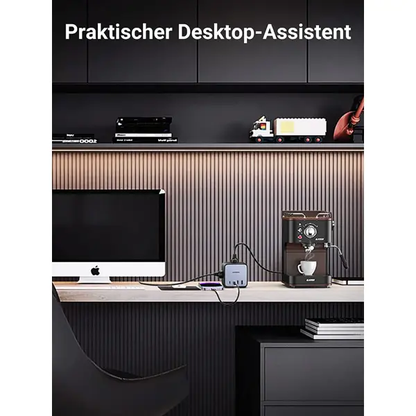 Strujni punjač Ugreen DigiNest Cube, 65W, 2xUSB-A, 2xUSB-C, 3xŠuko, sivi - Slika 4