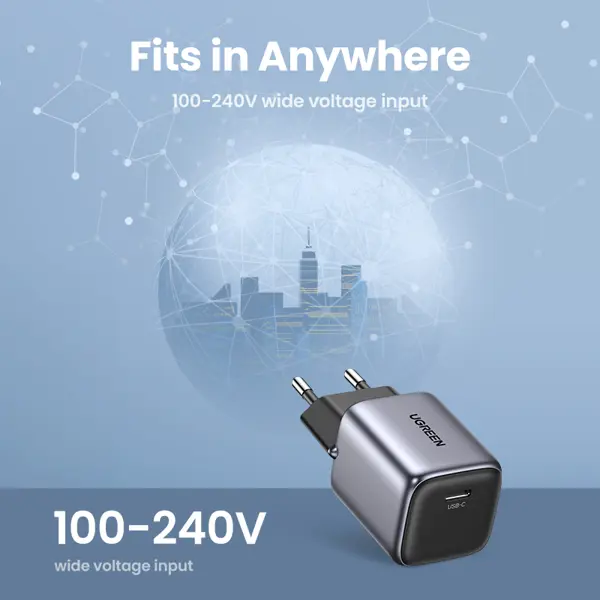 Strujni punjač Ugreen Nexode, 20W, USB-C, crni - Slika 6