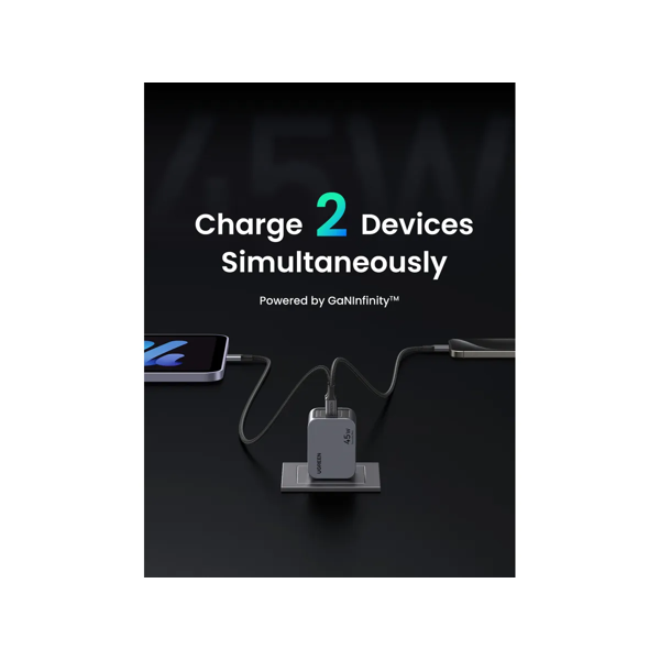 Strujni punjač Ugreen Nexode Pro, 45W, 2xUSB-C, sivi - Slika 6