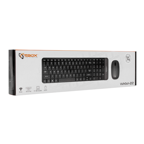 Tipkovnica + miš SBOX WKM-22, bežični, HR, crni - Slika 7