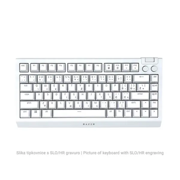 Tipkovnica Razer BlackWidow V4 75%, žičana, gaming, mehanička, orange switches, US/HR Layout, RGB, bijela, RZ03-05001700-R3M1 - Slika 1