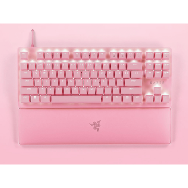 Tipkovnica Razer Huntsman V2 TKL, žičana, gaming, optomehanička, Linear Optical switches, US layout, RGB, roza, RZ03-03942000-R3M1 - Slika 3