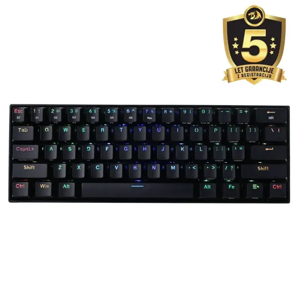 Tipkovnica Redragon Draconic K530 Pro, bežična, bluetooth, gaming, mehanička, RGB, brown switches, TKL, crna - Slika 1