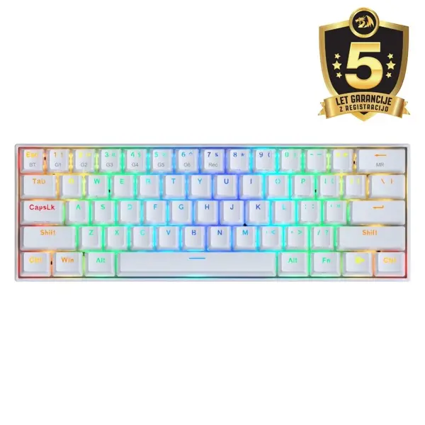 Tipkovnica Redragon Draconic K530 Pro, bežična, bluetooth, gaming, mehanička, RGB, brown switches, TKL, bijela - Slika 1